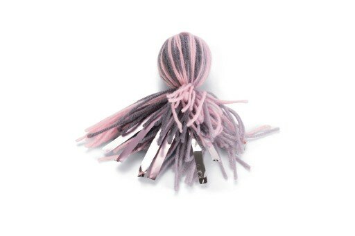 Beeztees Octopus Bal Octy Kattenspeelgoed Wol Grijs/Roze 12x4x4 cm