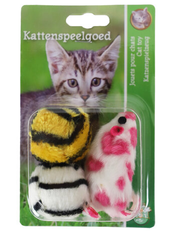 Boon kattenspeelgoed blister a 2 ballen met muis 7,5 cm