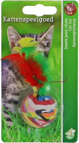 Boon kat speelgoed foambal 3,5cm + veren assortie