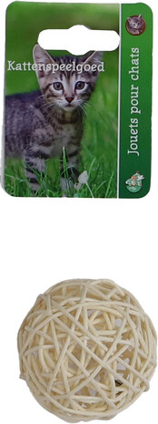 Boon kat speelgoed rotanbal + bel bruin 6cm 