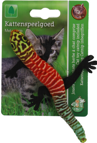 Boon kat speelgoed gekko met catnip geel/rood/groen 14cm