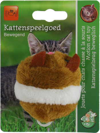 Boon kat speelgoed bibberhamster + catnip bruin/wit 7cm