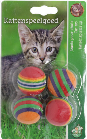 Boon kat speelgoed regenboogbal gestreept assortie 4cm pak a 4 stuks