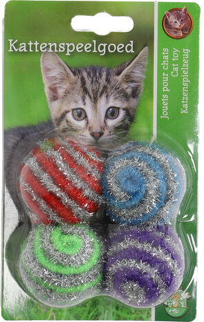 Boon kat speelgoed glitterbal+rammel assortie 4cm pak 4 stuks