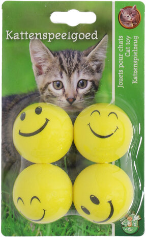 Boon kat speelgoed smileybal geel 4cm pak a 4 stuks