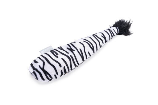 Beeztees Catnip Jungle Zebra Staart Kattenspeelgoed Pluche Zwart/Wit 30x8x3 cm