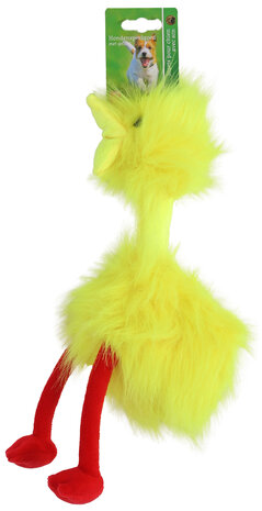 Boon speelgoed fluffy bird geel/rood + piep 35cm